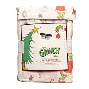 The Grinch 4-Piece Full Sheet Set Christmas Holiday Bedding – Dr. Seuss – NEW